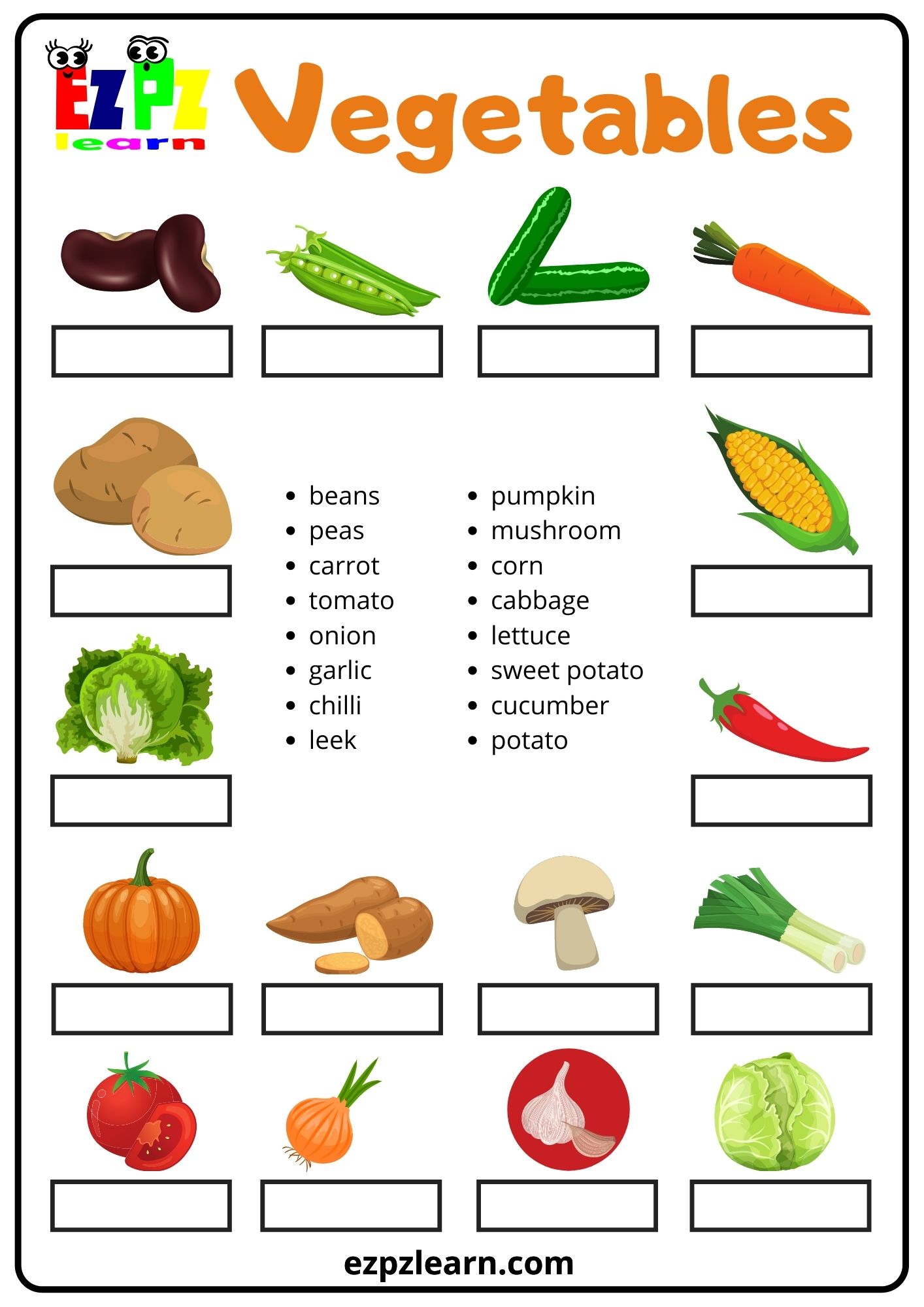 vegetables-ezpzlearn